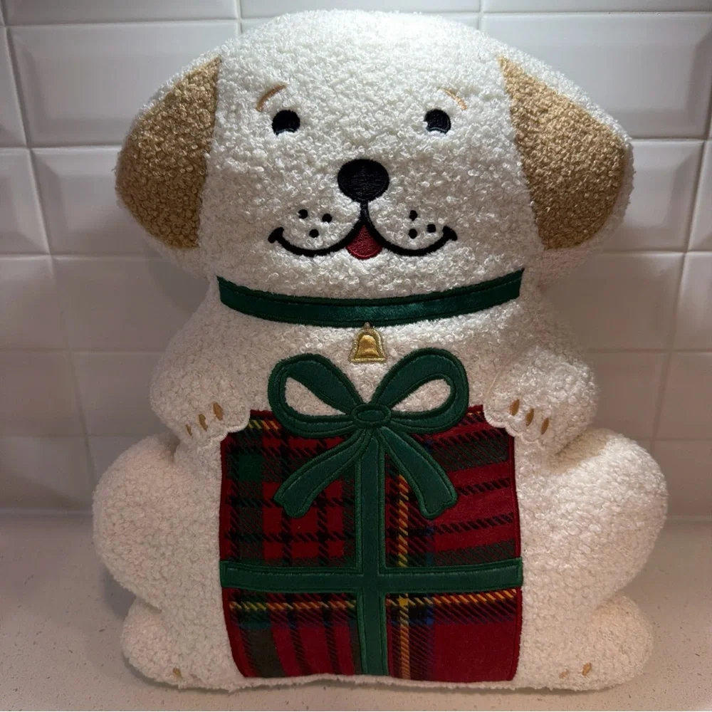 Hallmark Dog Decorative Pillow Christmas Plaid Gift 16x12 Holiday Multicolor NWT